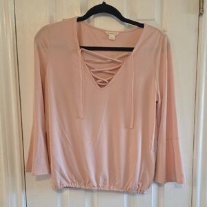 Aeropostale Pink Lace-Up Blouse